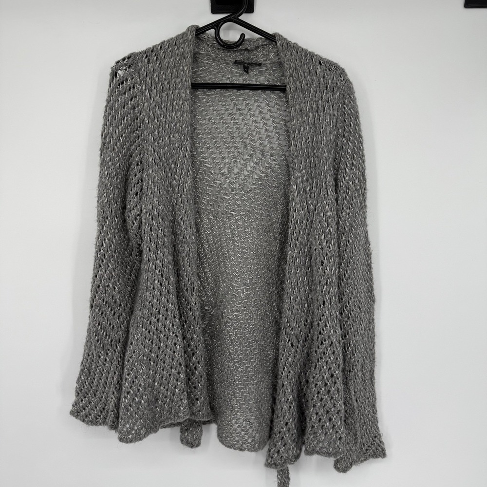 Eileen Fisher Gray Textured Wool Alpaca Blend Open Cardigan Chunky Knit Size 2X